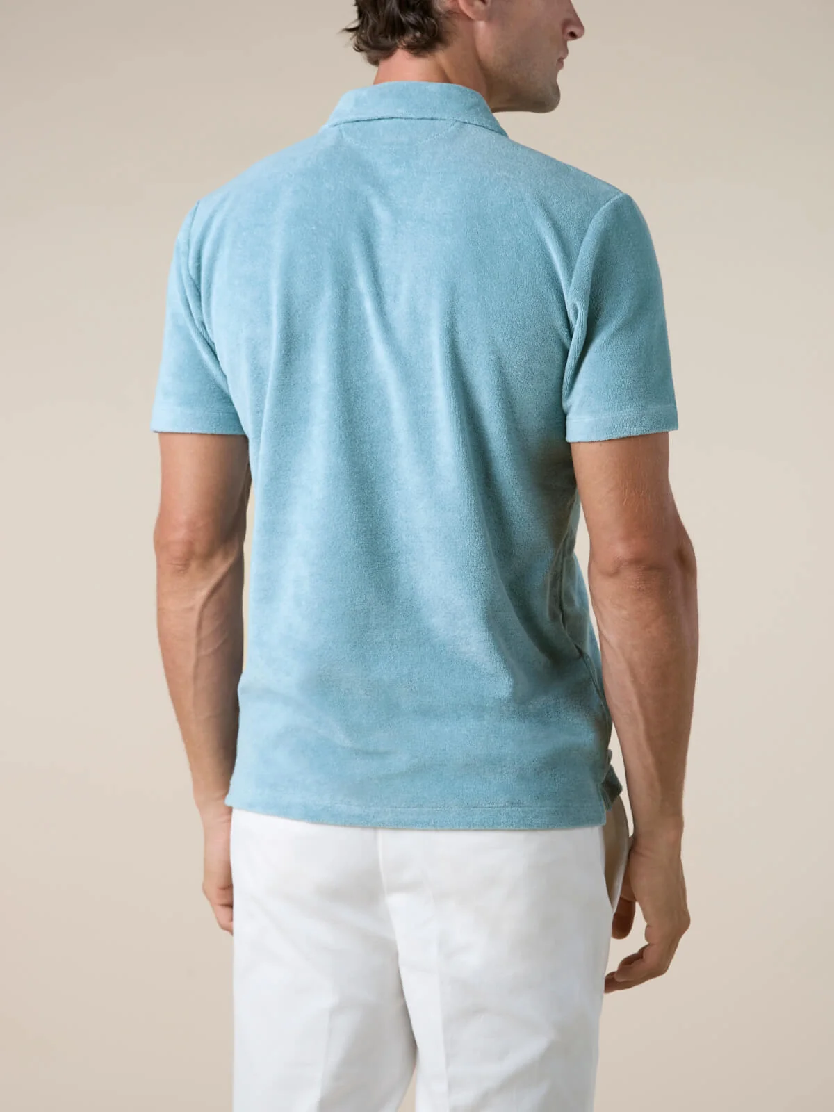 Petrol Terry Towelling Polo Shirt - Image 3
