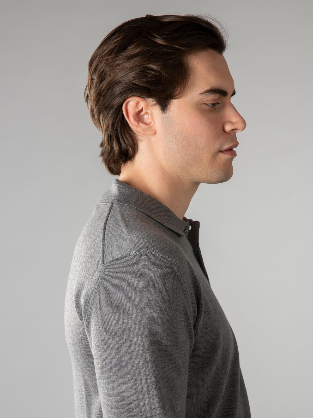 Extrafine Merino Polo Dark Grey - Image 3