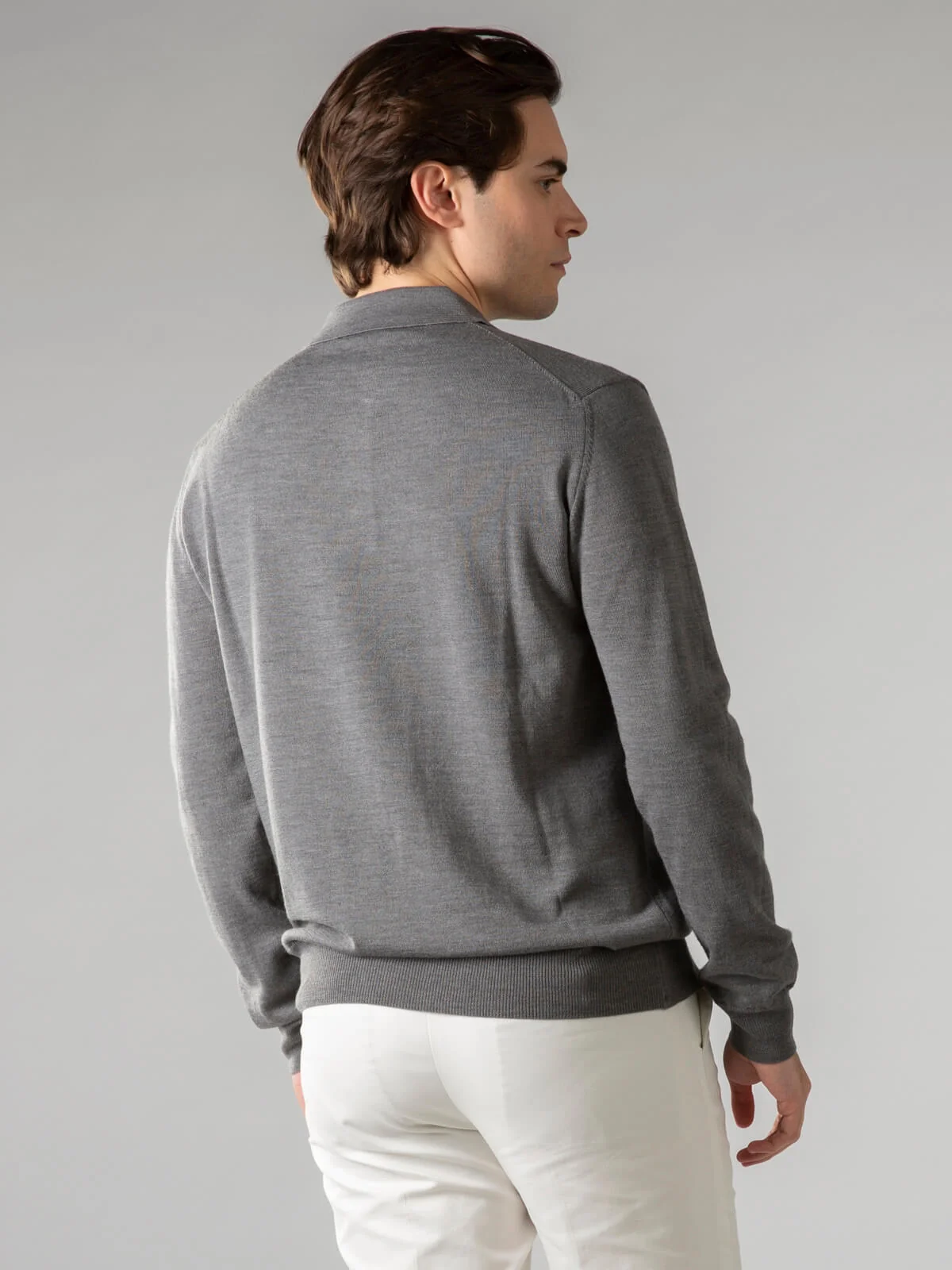 Extrafine Merino Polo Dark Grey - Image 4