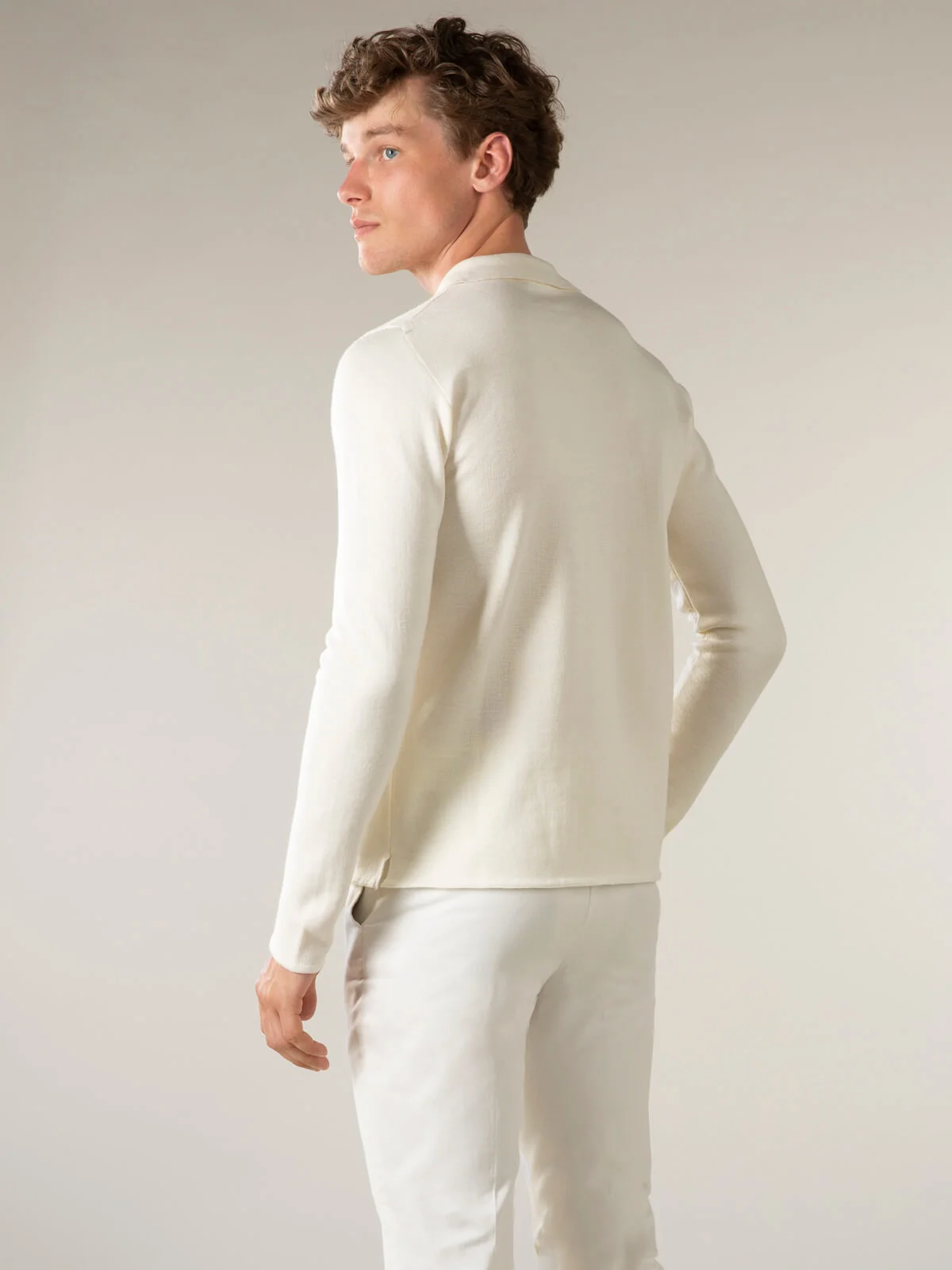 Extrafine Merino Knitted Shirt Ivory - Image 5