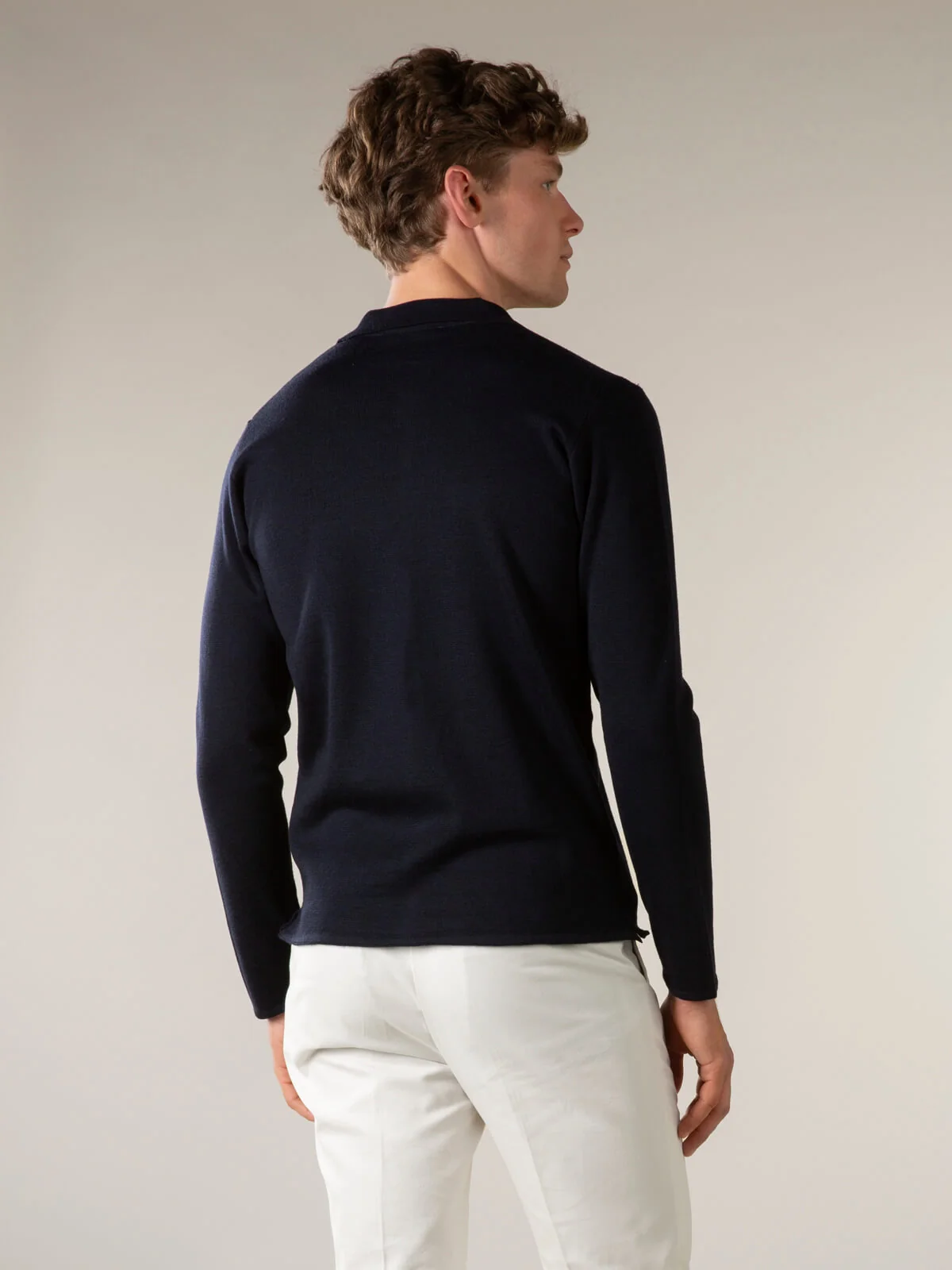 Extrafine Merino Knitted Shirt Navy - Image 5