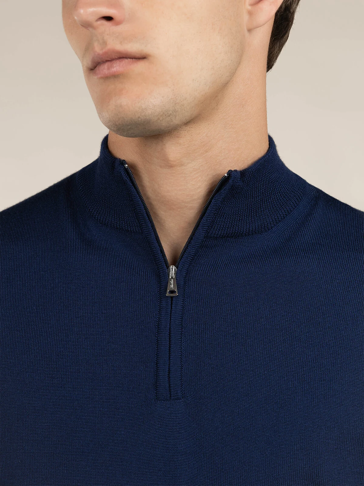 Extrafine Merino Zipper Sweater Steel Blue - Image 4