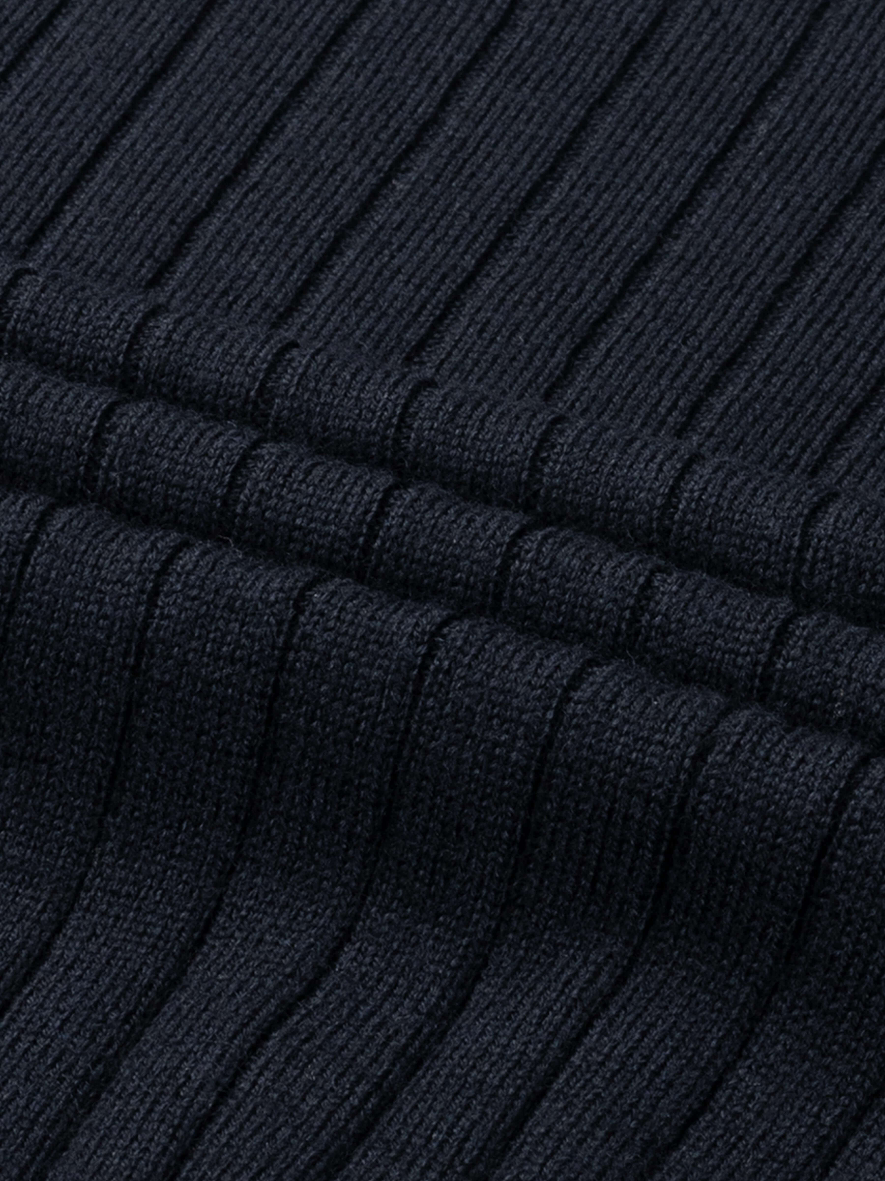 Ribbed Zipper Polo Navy - Image 7