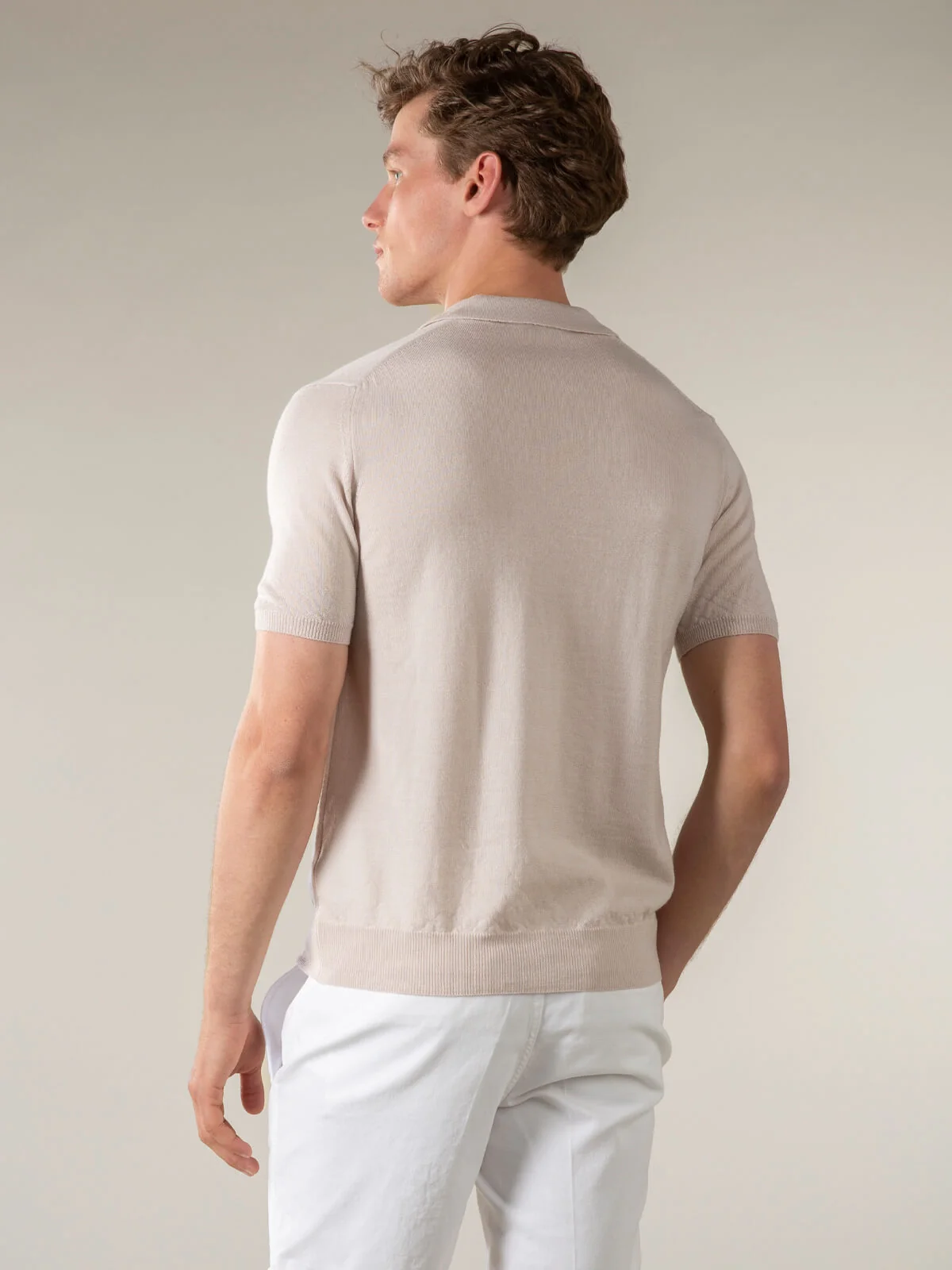 Shortsleeve Buttonless Polo Ecru - Image 5