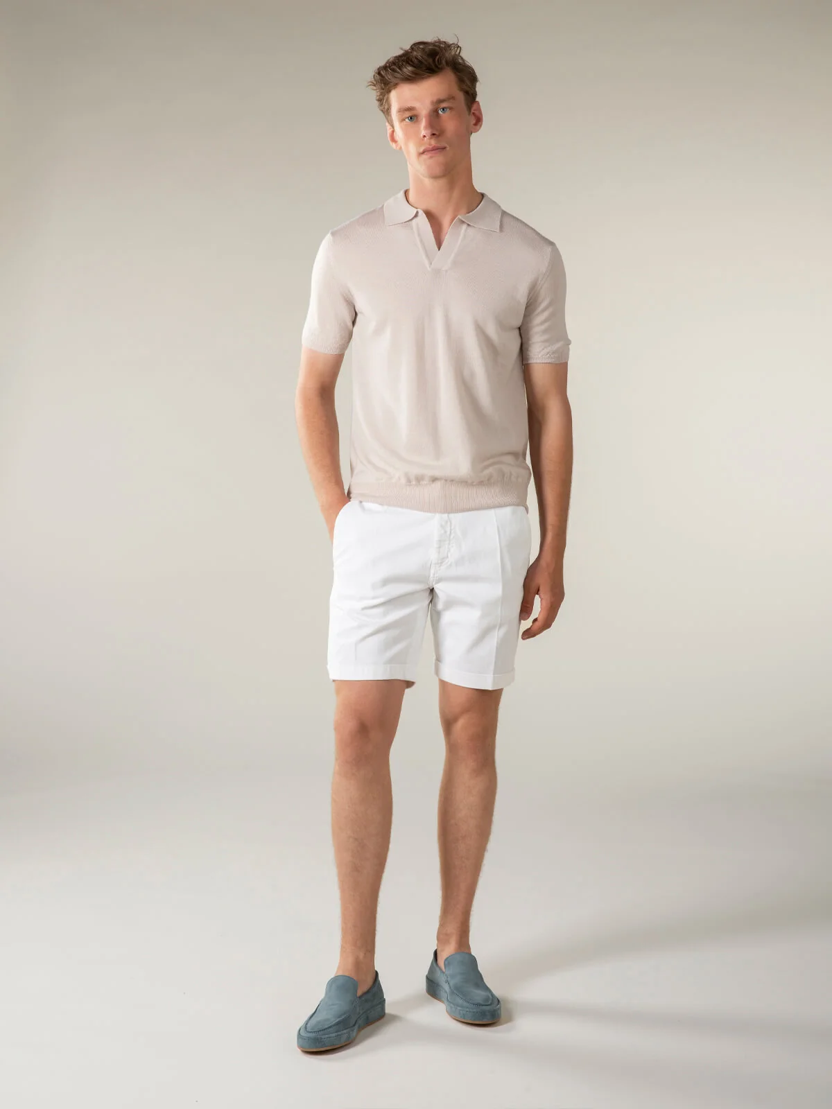 Shortsleeve Buttonless Polo Ecru - Image 7