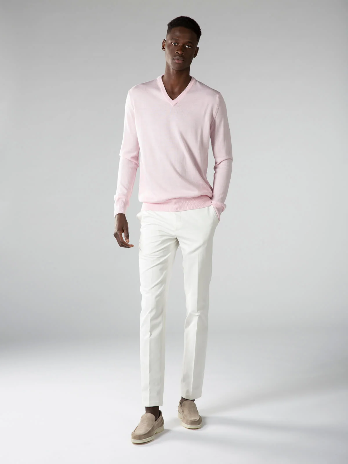 Extrafine Merino V-Neck Pink - Image 6