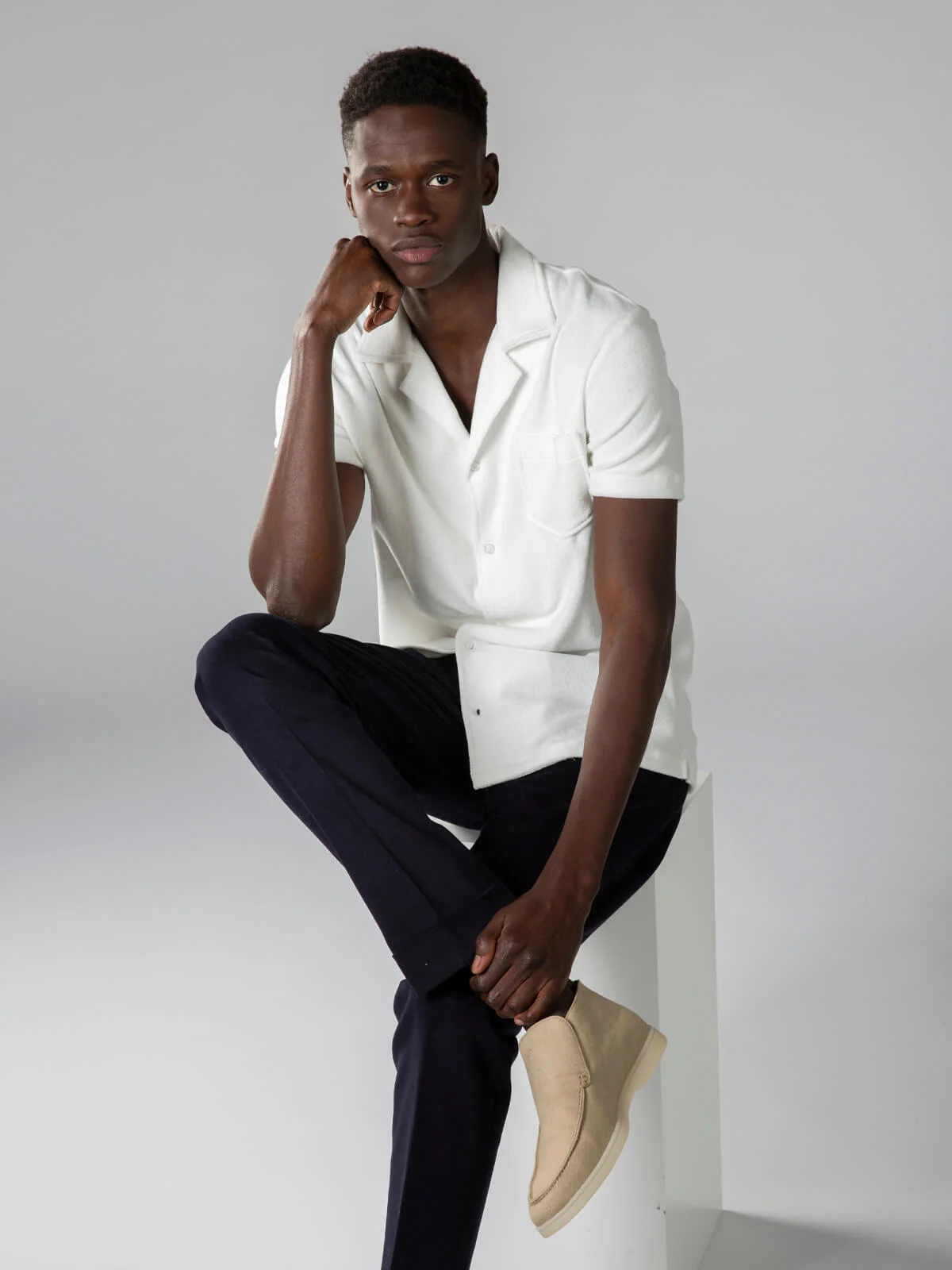 White Terry Towelling Resort Shirt - Image 4