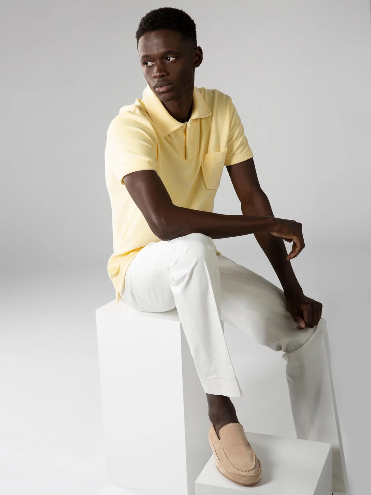 Yellow Terry Towelling Polo Shirt - Image 6